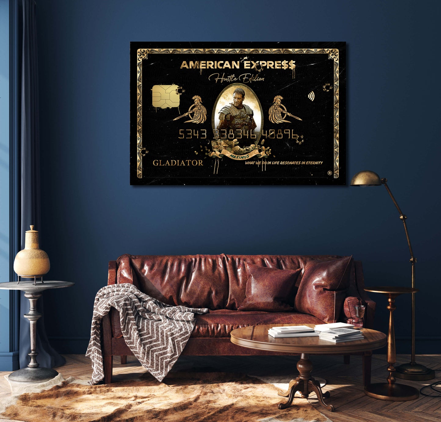 "Gladiator Maximus Arena" American Express Amex Motivational Canvas Print - Iconic Movie Entrepreneur Inspirational Wall Art Poster, Russell Crowe Decor for Home Office Gym Dorm Man Cave