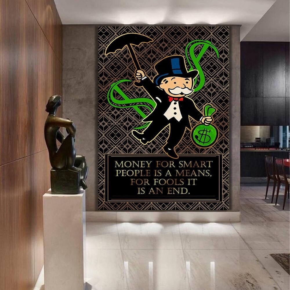 Alec Monopoly Canvas - Limited Edition Gold and Black Office Wall