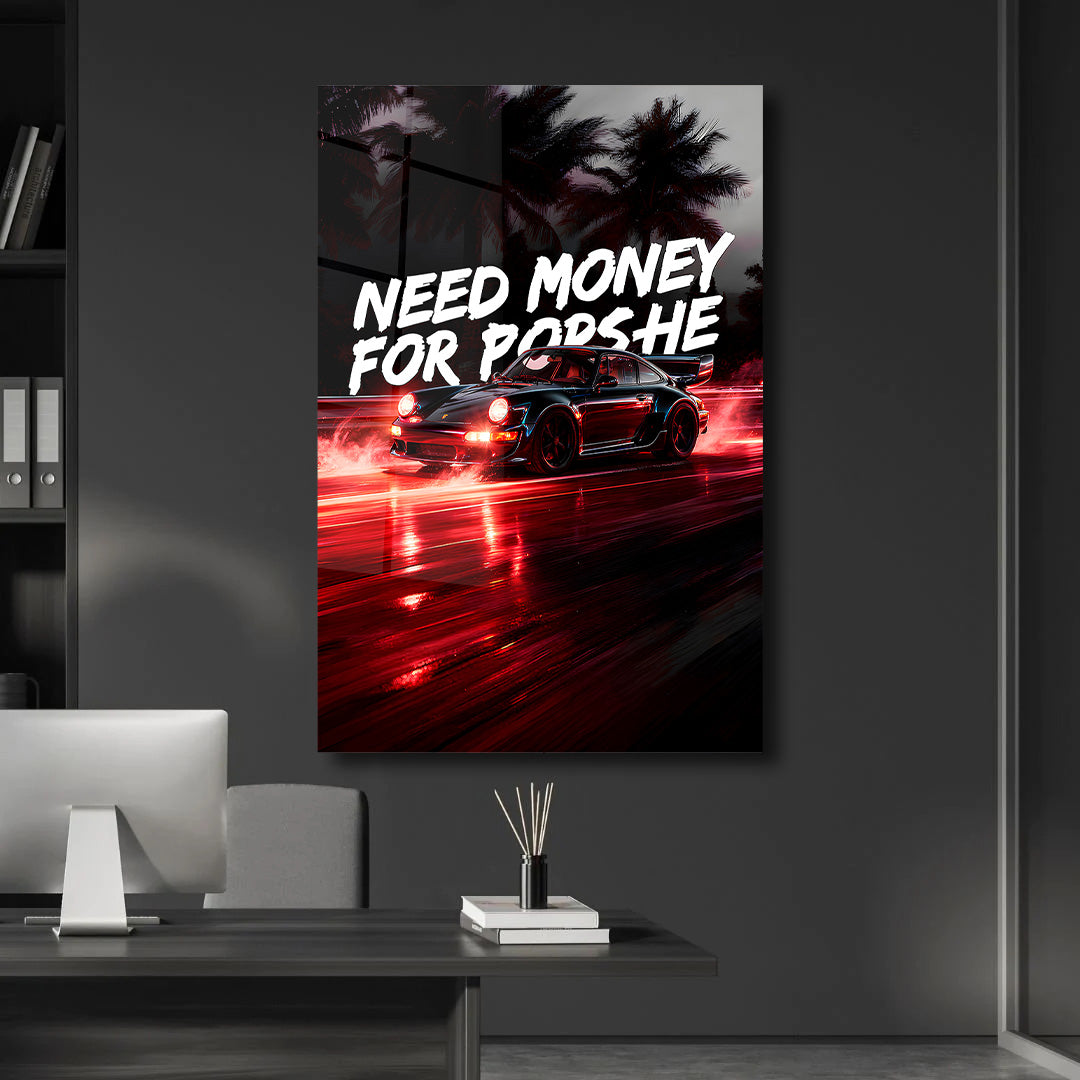 Need Money For Porsche 911 Wall Art Print, Luxury Sports Canvas, Modern Racing Artwork Classic European Sports Car Art,Iconic Lover