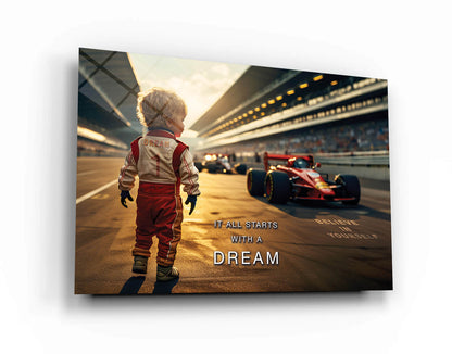 It All Starts with a Dream Acrylic Metal or Canvas Poster Print Sport Car Motivational Quote Living Room Office Car Quote Poster Decor