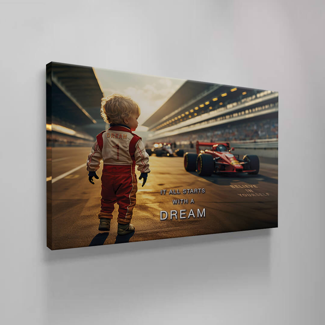 It All Starts with a Dream Acrylic Metal or Canvas Poster Print Sport Car Motivational Quote Living Room Office Car Quote Poster Decor