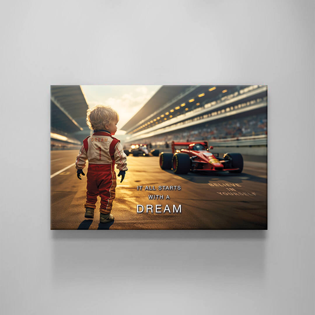 It All Starts with a Dream Acrylic Metal or Canvas Poster Print Sport Car Motivational Quote Living Room Office Car Quote Poster Decor