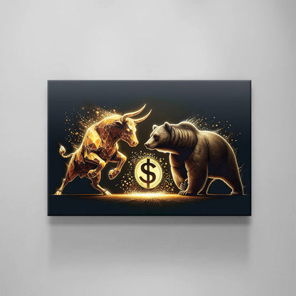 Wall Street Bear Vs Bull Wall Decor Bearish And Bullish Canvas Art Office Poster Trading Money Trader Motivational Quote Rules For Success Wall Art