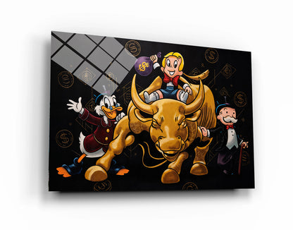Alec Monopoly Gold Trading Bull Luxury Trading Wall Art, Modern Money Print Canvas, Office Wall Decor