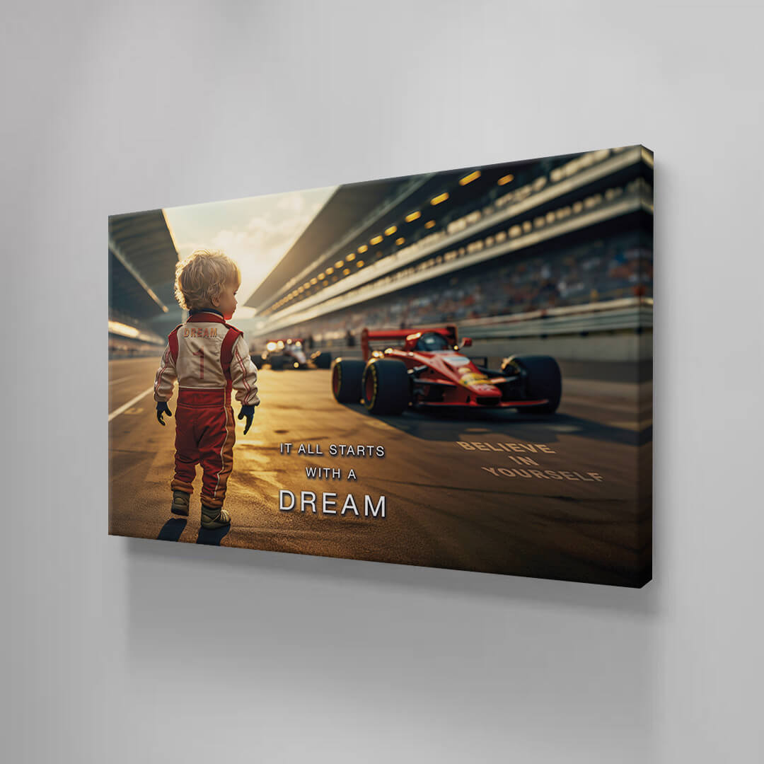 It All Starts with a Dream Acrylic Metal or Canvas Poster Print Sport Car Motivational Quote Living Room Office Car Quote Poster Decor