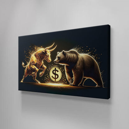 Wall Street Bear Vs Bull Wall Decor Bearish And Bullish Canvas Art Office Poster Trading Money Trader Motivational Quote Rules For Success Wall Art