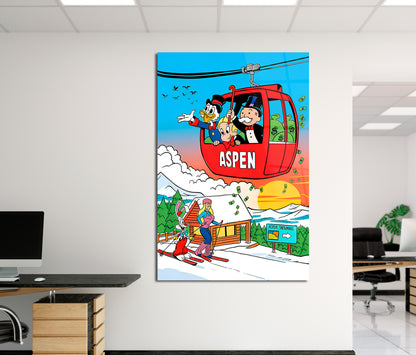 Alec Monopoly Aspen Art Acrylic Canvas Wall Canvas – Millionaire Lifestyle Pop Art Print  Modern Office & Executive Home Decor