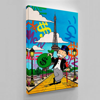 Alec Monopoly Wall Art Paris, Acrylic Canvas Wall Canvas – Millionaire Lifestyle Pop Art Print Modern Office & Executive Home Decor