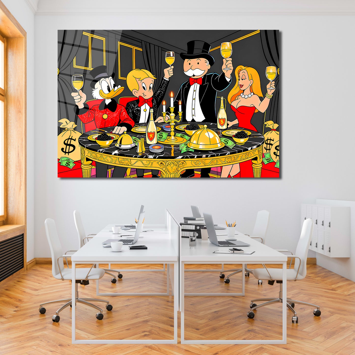 Alec Monopoly Family Canvas Print Wall Art – Millionaire Lifestyle Pop Art Print | Modern Office Home Decor