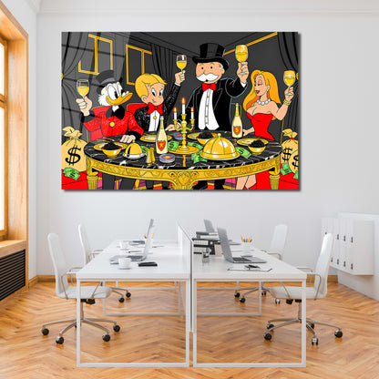 Alec Monopoly Family Canvas Print Wall Art – Millionaire Lifestyle Pop Art Print | Modern Office Home Decor