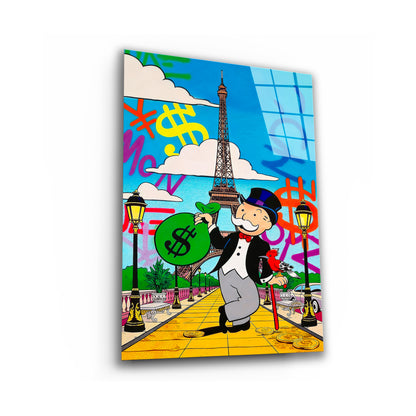 Alec Monopoly Wall Art Paris, Acrylic Canvas Wall Canvas – Millionaire Lifestyle Pop Art Print Modern Office & Executive Home Decor