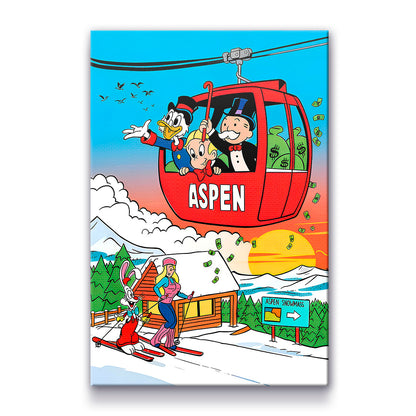 Alec Monopoly Aspen Art Acrylic Canvas Wall Canvas – Millionaire Lifestyle Pop Art Print  Modern Office & Executive Home Decor