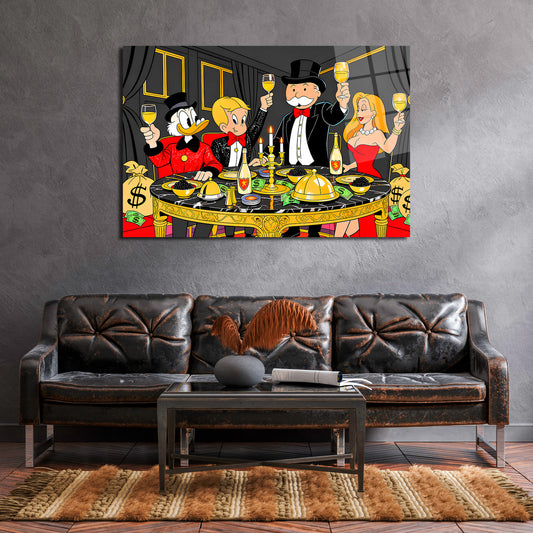 Alec Monopoly Family Canvas Print Wall Art – Millionaire Lifestyle Pop Art Print | Modern Office Home Decor