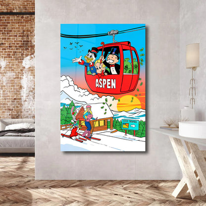 Alec Monopoly Aspen Art Acrylic Canvas Wall Canvas – Millionaire Lifestyle Pop Art Print  Modern Office & Executive Home Decor