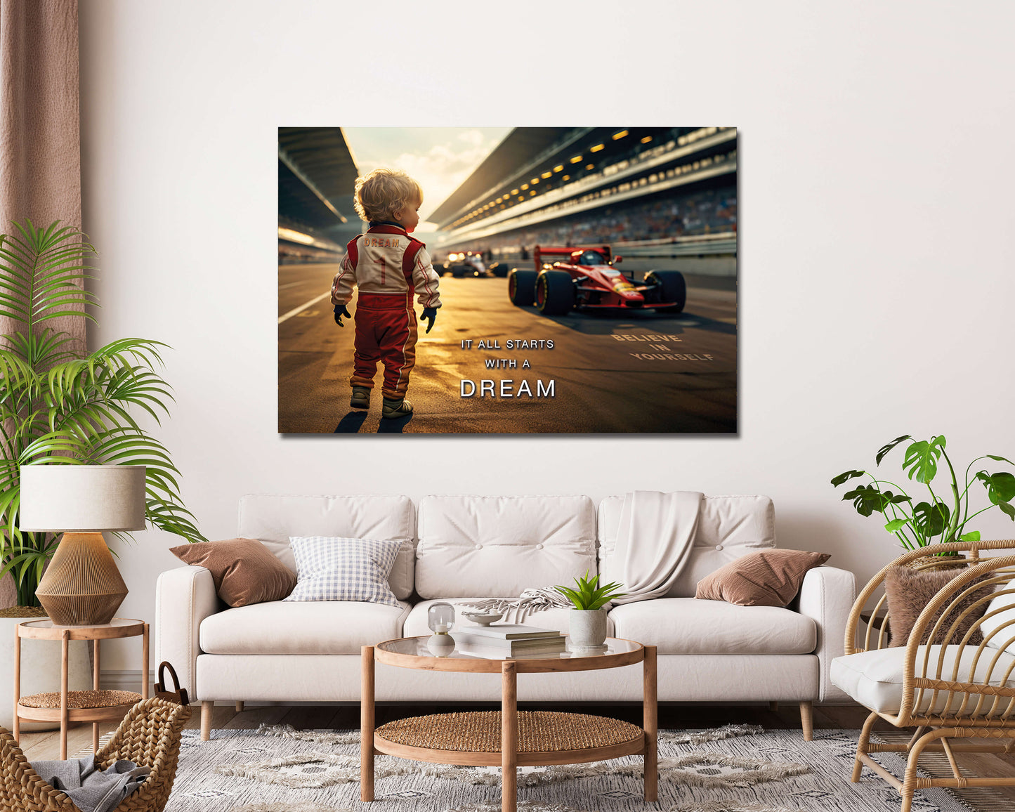 It All Starts with a Dream Acrylic Metal or Canvas Poster Print Sport Car Motivational Quote Living Room Office Car Quote Poster Decor