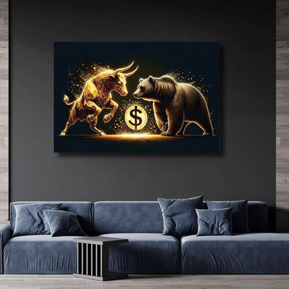 Wall Street Bear Vs Bull Wall Decor Bearish And Bullish Canvas Art Office Poster Trading Money Trader Motivational Quote Rules For Success Wall Art