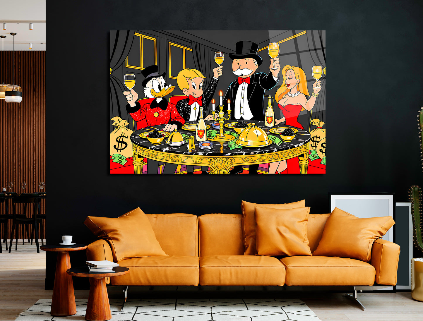 Alec Monopoly Family Canvas Print Wall Art – Millionaire Lifestyle Pop Art Print | Modern Office Home Decor