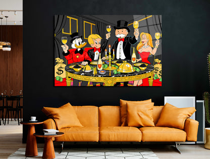 Alec Monopoly Family Canvas Print Wall Art – Millionaire Lifestyle Pop Art Print | Modern Office Home Decor