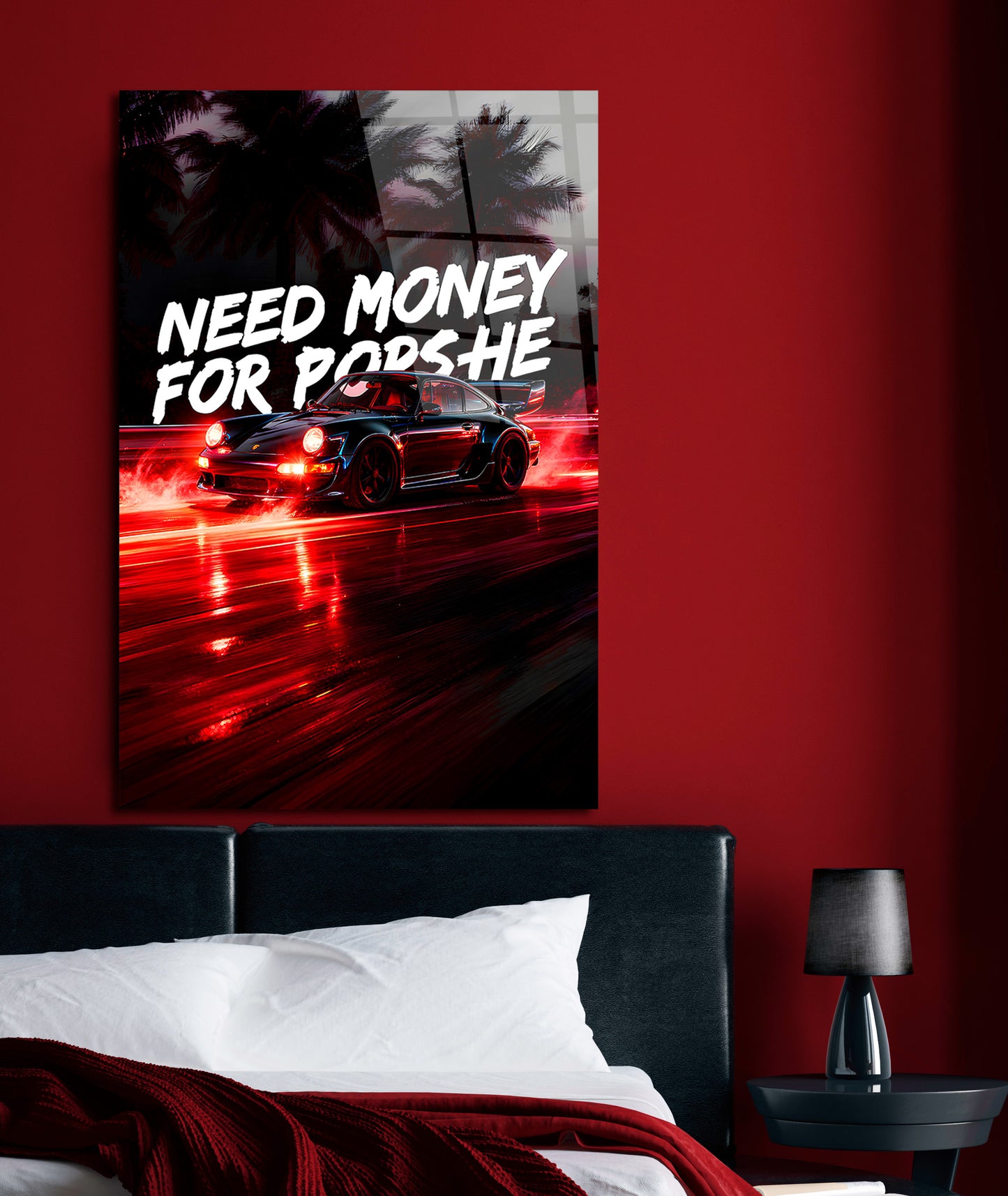 Need Money For Porsche 911 Wall Art Print, Luxury Sports Canvas, Modern Racing Artwork Classic European Sports Car Art,Iconic Lover