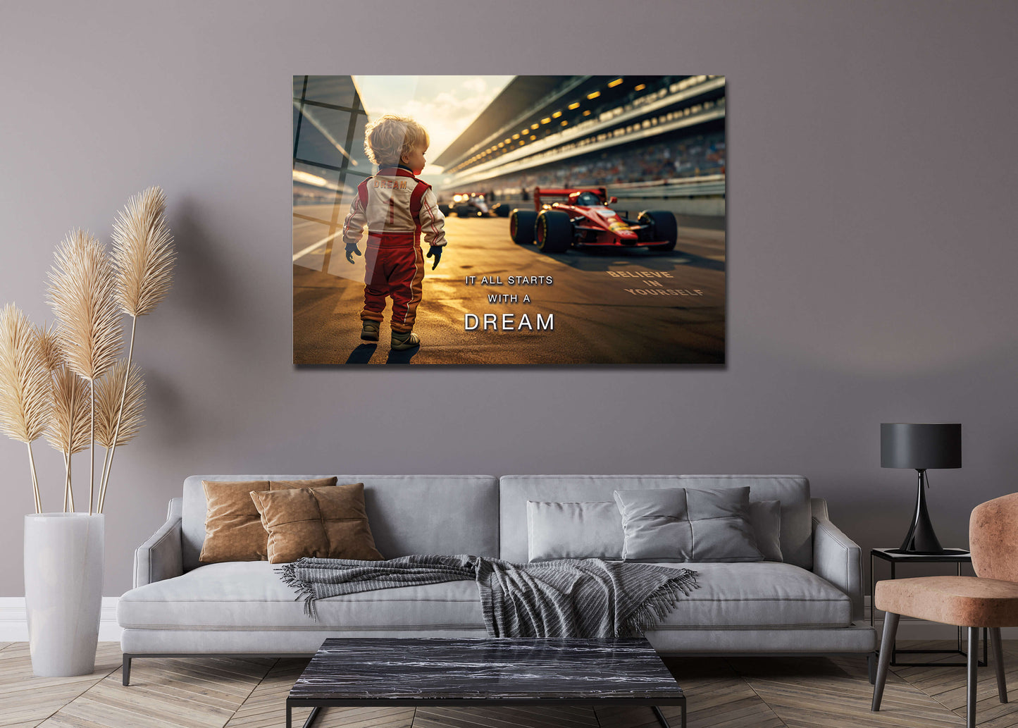 It All Starts with a Dream Acrylic Metal or Canvas Poster Print Sport Car Motivational Quote Living Room Office Car Quote Poster Decor