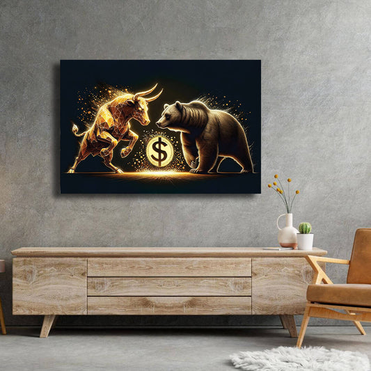 Wall Street Bear Vs Bull Wall Decor Bearish And Bullish Canvas Art Office Poster Trading Money Trader Motivational Quote Rules For Success Wall Art