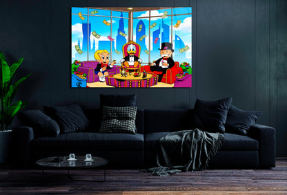 Monopoly Art Luxury Canvas Wall Art – Millionaire Lifestyle Pop Art Print | Modern Office & Living Room Decor (Canvas or Acrylic)