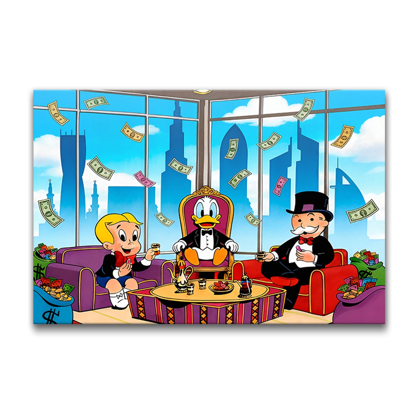 Monopoly Art Luxury Canvas Wall Art – Millionaire Lifestyle Pop Art Print | Modern Office & Living Room Decor (Canvas or Acrylic)