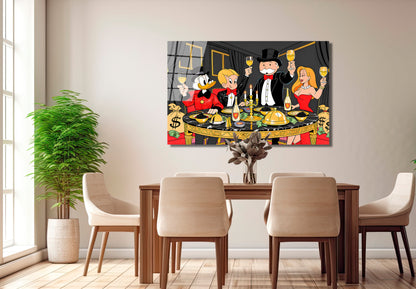 Alec Monopoly Family Canvas Print Wall Art – Millionaire Lifestyle Pop Art Print | Modern Office Home Decor
