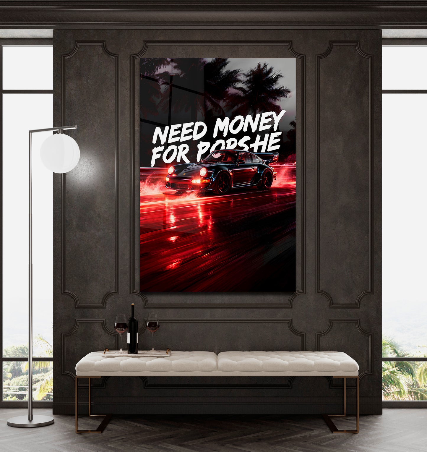 Need Money For Porsche 911 Wall Art Print, Luxury Sports Canvas, Modern Racing Artwork Classic European Sports Car Art,Iconic Lover