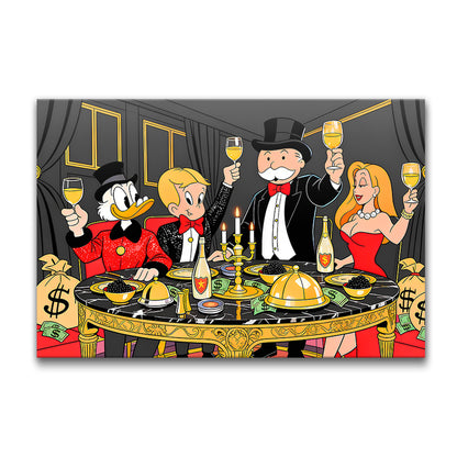 Alec Monopoly Family Canvas Print Wall Art – Millionaire Lifestyle Pop Art Print | Modern Office Home Decor