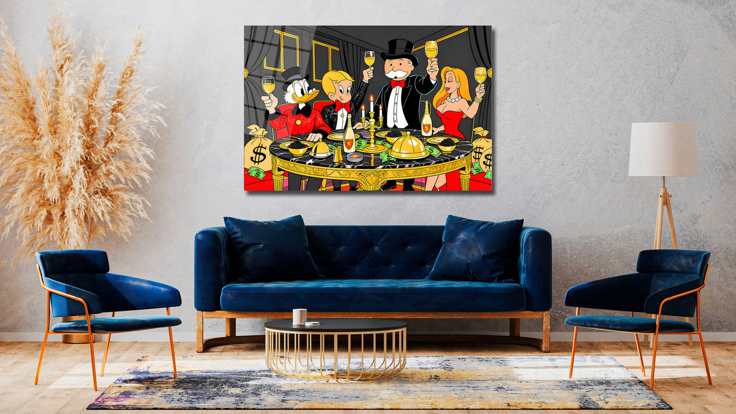 Alec Monopoly Family Canvas Print Wall Art – Millionaire Lifestyle Pop Art Print | Modern Office Home Decor