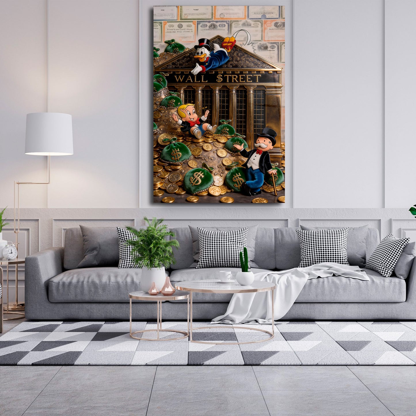 Monopoly Luxury Racing Acrylic Wall Art, Modern Money Art Print, Supercar Racing Artwork, High Gloss Acrylic Canvas, Office Wall Decor