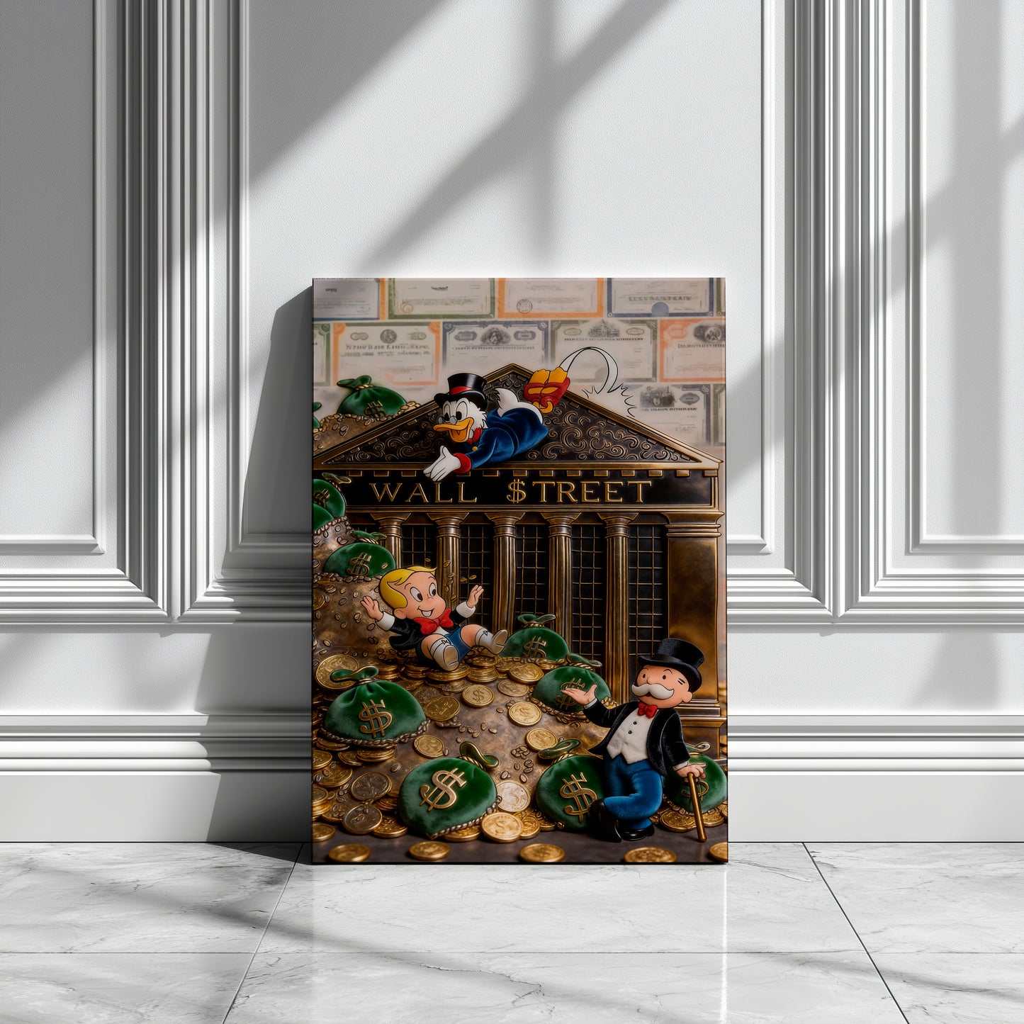 Monopoly Luxury Racing Acrylic Wall Art, Modern Money Art Print, Supercar Racing Artwork, High Gloss Acrylic Canvas, Office Wall Decor