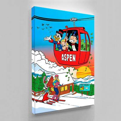 Alec Monopoly Aspen Art Acrylic Canvas Wall Canvas – Millionaire Lifestyle Pop Art Print  Modern Office & Executive Home Decor