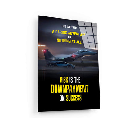 Life is adventure wall art, risk is the down payment on success canvas, entrepreneur print, office poster, all or nothing motivational art