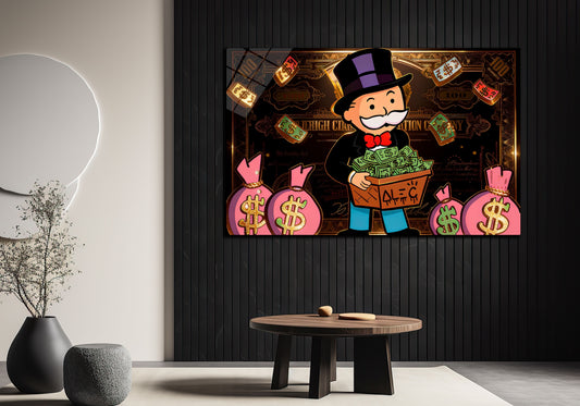 Alec Monopoly Street Canvas Graffiti Money Bag Car Wall Art Luxury Money Wall Art Canvas Wealth & Success Artwork Modern Office Decor