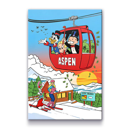 Alec Monopoly Aspen Art Acrylic Canvas Wall Canvas – Millionaire Lifestyle Pop Art Print  Modern Office & Executive Home Decor