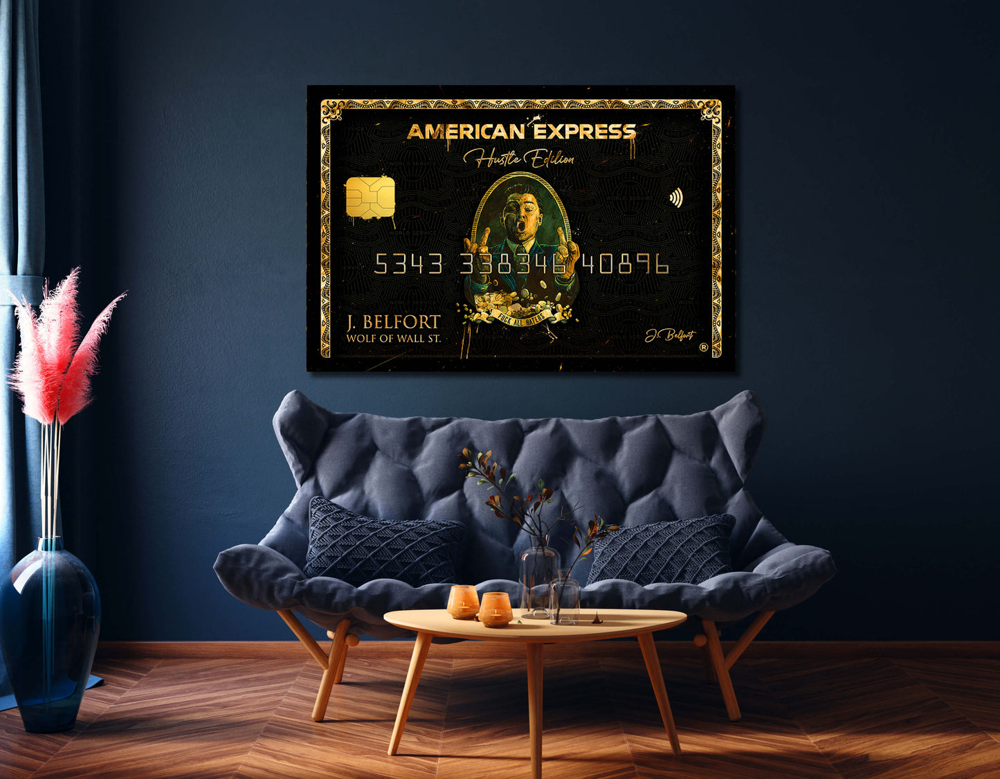 "The Wolf of Wall Street" American Express Amex Motivational Canvas Print - Iconic Movie Entrepreneur Inspirational Wall Art Poster, Jordan Belfort Decor for Home Office Gym Dorm Man Cave