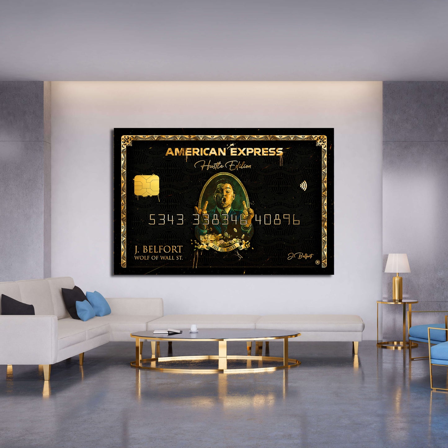 "The Wolf of Wall Street" American Express Amex Motivational Canvas Print - Iconic Movie Entrepreneur Inspirational Wall Art Poster, Jordan Belfort Decor for Home Office Gym Dorm Man Cave
