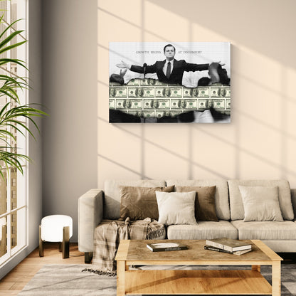 "The Wolf of Wall Street" Grow Money Out Of Comfort Zone Motivational Canvas Print - Iconic Movie Entrepreneur Inspirational Wall Art Poster, Jordan Belfort Decor for Home Office Gym Dorm Man Cave