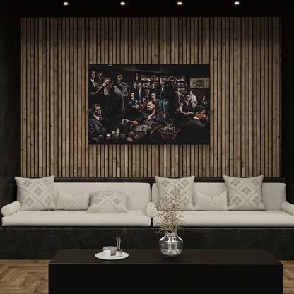 Mafia Legends Canvas Wall Art – Iconic Gangster Movie Characters Poster, Classic Crime Film Collage Artwork, Luxury Man Cave Home Theater Office Wall Decor