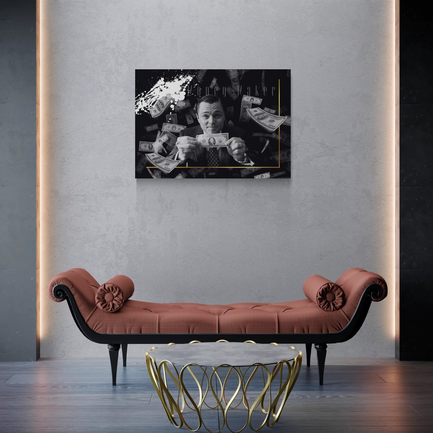 "The Wolf of Wall Street" Money Maker Motivational Canvas Print - Iconic Movie Entrepreneur Inspirational Wall Art Poster, Jordan Belfort Decor for Home Office Gym Dorm Man Cave