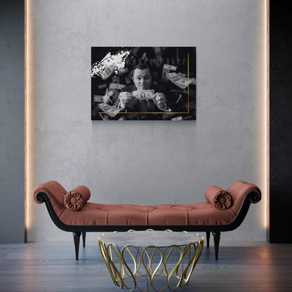 "The Wolf of Wall Street" Money Maker Motivational Canvas Print - Iconic Movie Entrepreneur Inspirational Wall Art Poster, Jordan Belfort Decor for Home Office Gym Dorm Man Cave