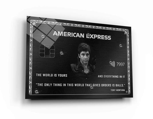 Scarface Inspired Wall Art, Tony Montana The World Is Yours, Al Pacino American Express, Iconic Movie Amex, Entrepreneur Motivational Canvas