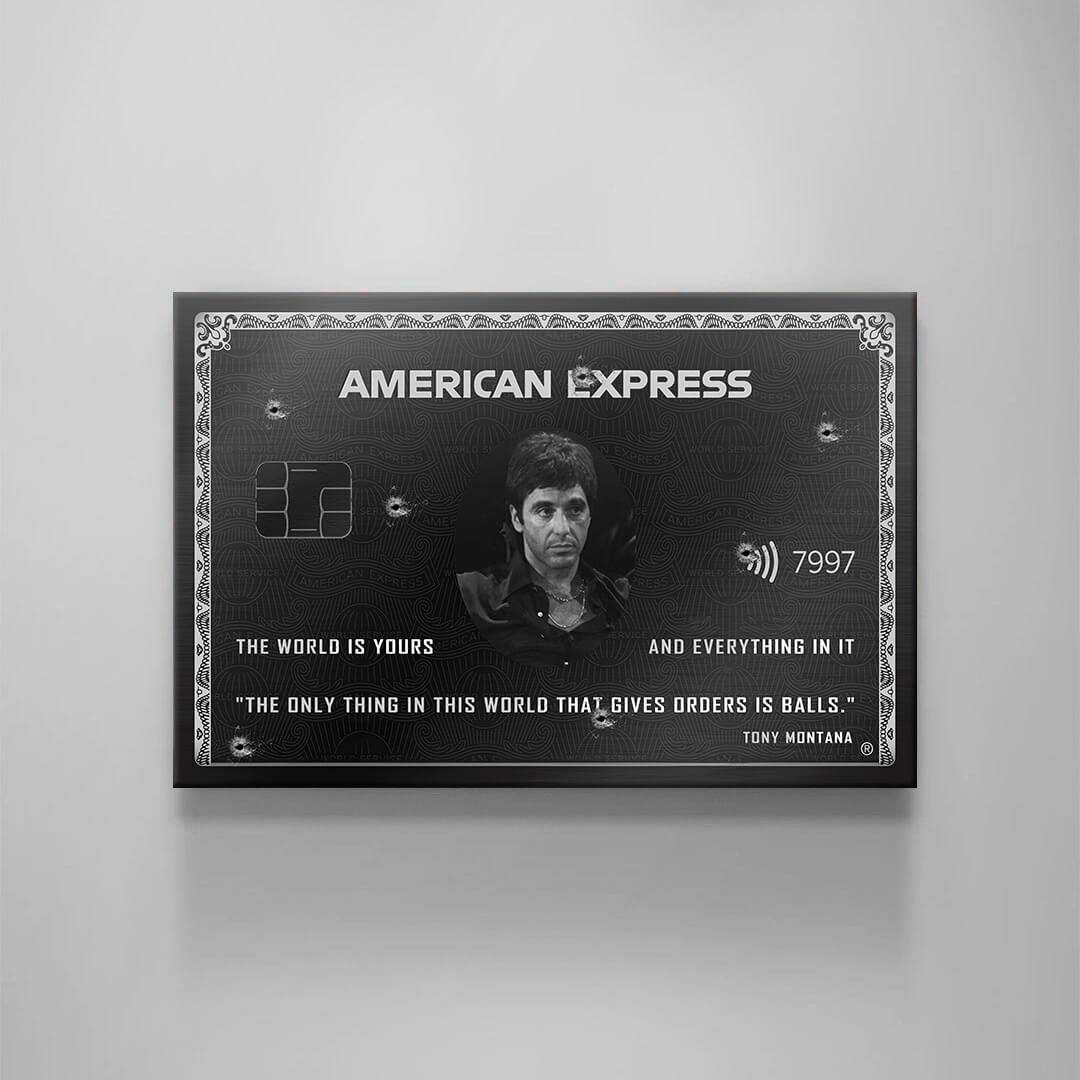 Scarface Inspired Wall Art, Tony Montana The World Is Yours, Al Pacino American Express, Iconic Movie Amex, Entrepreneur Motivational Canvas