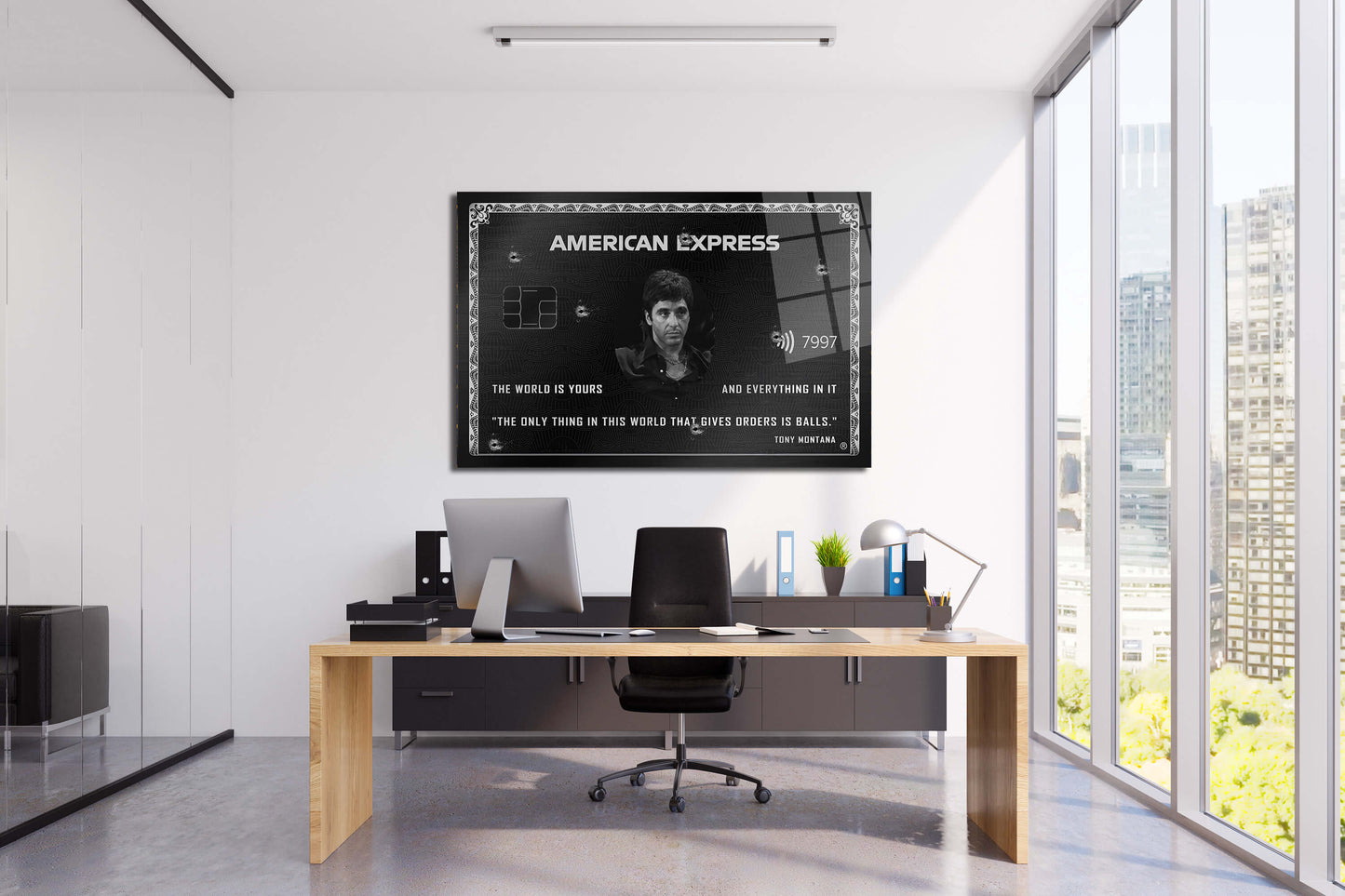 Scarface Inspired Wall Art, Tony Montana The World Is Yours, Al Pacino American Express, Iconic Movie Amex, Entrepreneur Motivational Canvas