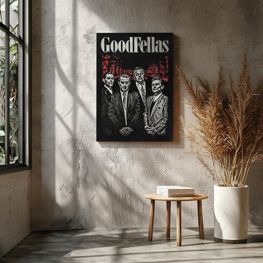 GOODFELLAS Movie Canvas Wall Art – Mafia Film Poster Canvas Print, Vintage Gangster Wall Decor, Classic Crime Movie Artwork for Home Theater, Office or Man Cave