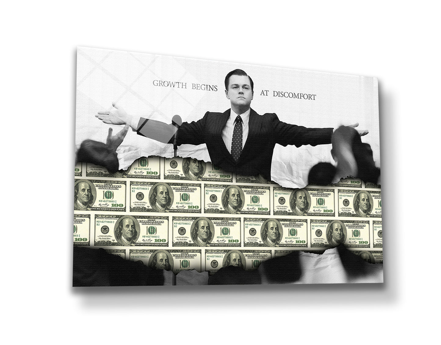 "The Wolf of Wall Street" Grow Money Out Of Comfort Zone Motivational Canvas Print - Iconic Movie Entrepreneur Inspirational Wall Art Poster, Jordan Belfort Decor for Home Office Gym Dorm Man Cave