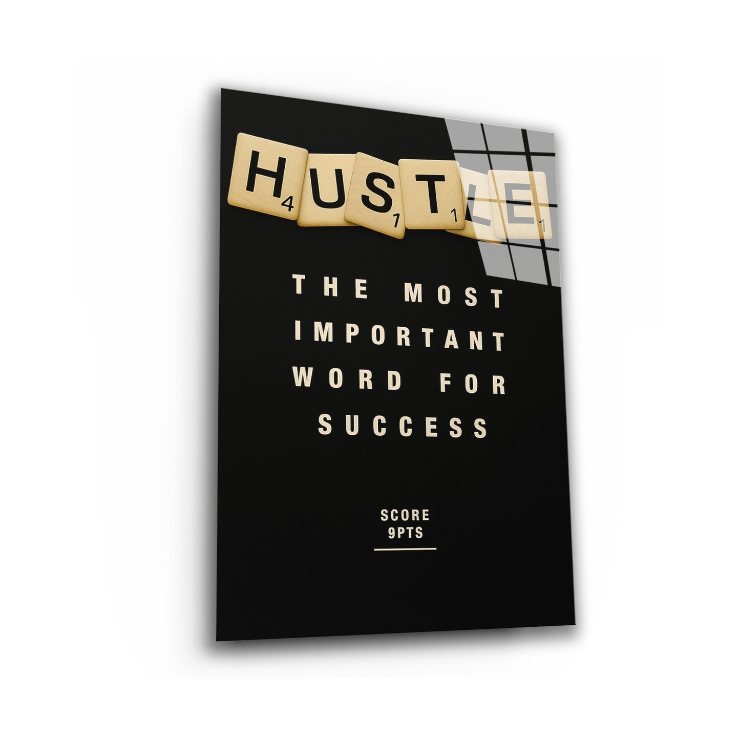 Hustle Scrabble Canvas Wall Art – Motivational Hustle Quote Poster, Entrepreneur Mindset Wall Decor, Inspirational Office Canvas for Business, Gym, Workspace