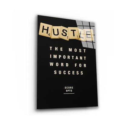 Hustle Scrabble Canvas Wall Art – Motivational Hustle Quote Poster, Entrepreneur Mindset Wall Decor, Inspirational Office Canvas for Business, Gym, Workspace